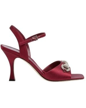 Gucci Sandal With Crystal Horsebit - Red