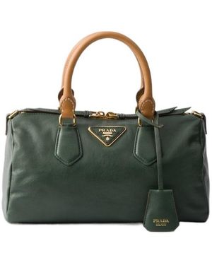 Prada Evasion Small Leather Top-Handle Bag - Green
