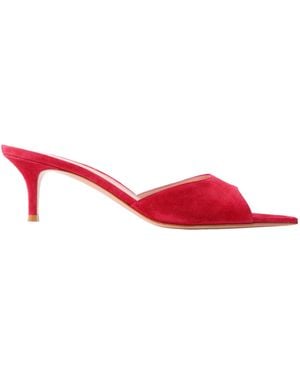 Gianvito Rossi Suede Mules - Red