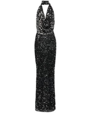AYA MUSE Bellico Sequined Halterneck Maxi Dress - Black