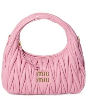 Miu Miu Wander Matelassé Nappa Leather Hobo Bag - Pink