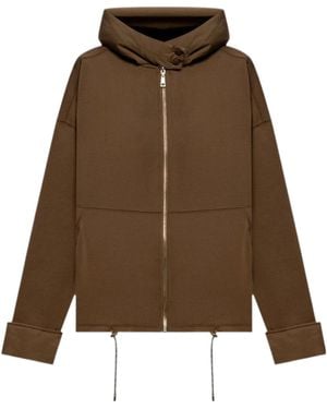 Twinset Zip-Up Hooded Sweatshirt - Brown
