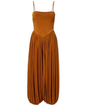 Zimmermann Luna Pleated Jersey Jumpsuit - Brown