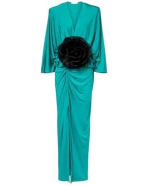 JACQUES WEI Floral-Appliqué Jersey Maxi Dress - Blue