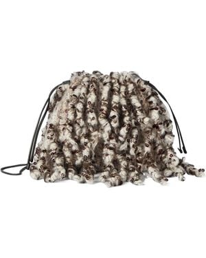 Brunello Cucinelli Dazzling Twist Embroidery Pouch Bag With Precious Chain - Multicolor