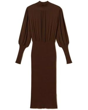 Twinset Knitted Crepe Maxi Skirt - Brown