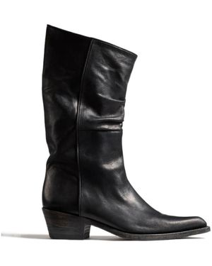 KHAITE 45Mm Leather Pointed-Toe Boots - Black