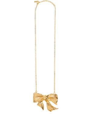 Moschino Textured Bow Pendant Necklace - White