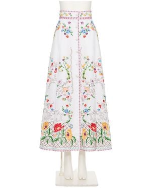 Valentino Button Detailed Floral Patterned Skirt - White