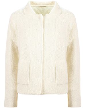 Kangra Cashmere Kangra Sequined Seed Stitch Knitwear - White