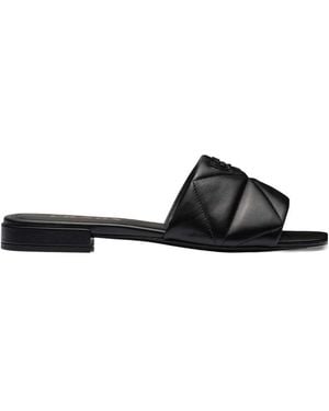 Prada Quilted Nappa Leather Sabots - Black