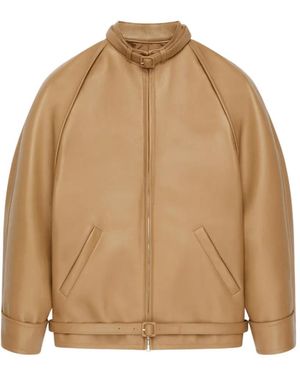Courreges Long-Sleeved Leather Jacket - Natural