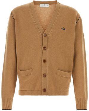 Vivienne Westwood Orb Embroidered V-Neck Cardigan - Brown