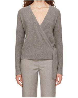St. Agni Wrap-Style Knit Top - Grey