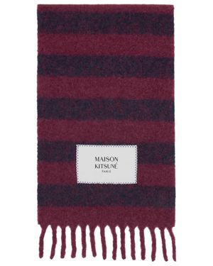 Maison Kitsuné Rugby Striped Scarf - Purple