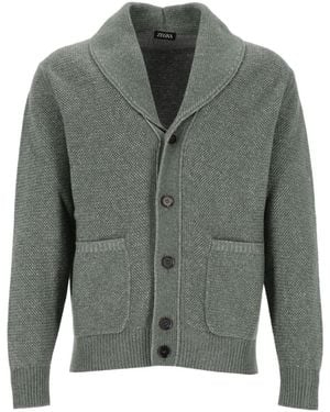 ZEGNA Light And Mélange Cashmere And Wool Jacket - Gray