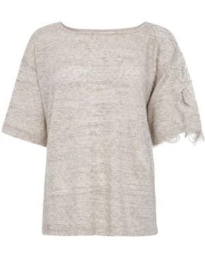 D.exterior Lace Detail Short-Sleeve Jumper - White
