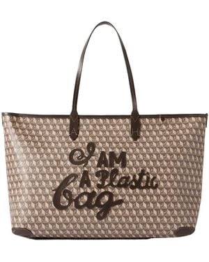 Anya Hindmarch Leather-Trimmed Coated-Canvas Tote - Natural