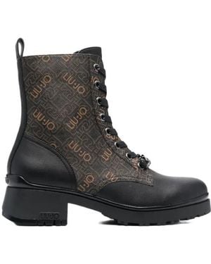 Liu Jo New Nancy Monogram-Print Boots - Black