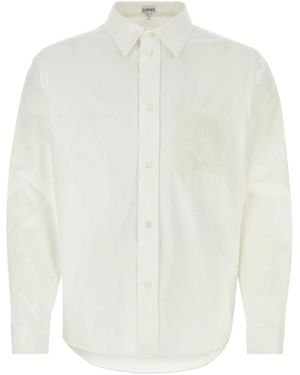 Loewe Anagram Embroidered Button-Up Shirt - White