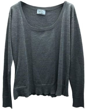 Prada Long-Sleeved Knitted Top - Grey
