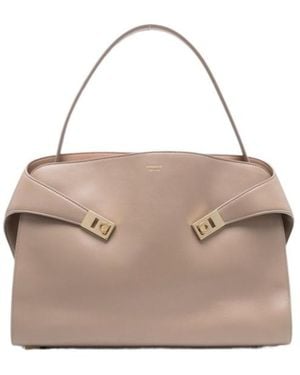 Ferragamo Hug Soft Bicolor Shoulder Bag - Natural