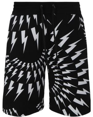 Neil Barrett Thunderbolt-Print Deck Shorts - Black