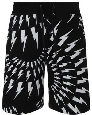 Neil Barrett Thunderbolt-Print Deck Shorts - Black