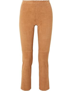 Stouls Jacky Cropped Stretch-Suede Leggings - Brown