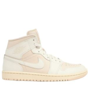 Nike Air Jordan 1 Mid Lace-Up Sneakers - Natural