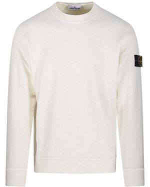 Stone Island Logo Patch Crewneck Sweatshirt - White