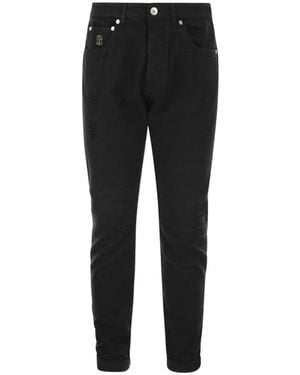 Brunello Cucinelli Distressed Straight Leg Jeans - Black