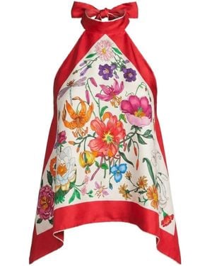 Gucci Printed Silk Top - Red