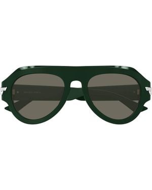 Bottega Veneta Eyewear Mitre Aviator Frame Sunglasses - Green