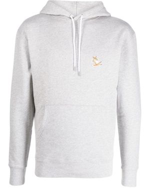 Maison Kitsuné Logo Hooded Pullover - White