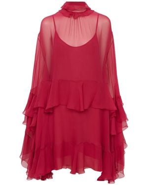 Chloé Chloé Sheer Detailed Ruffled Dress - Red