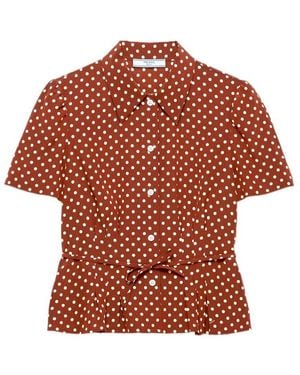 Prada Polka-Dot Marocain Shirt - Red