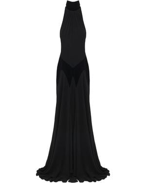 McQueen Silk Georgette Evening Dress - Black