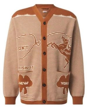 Bode Buckaroo Striped Cotton Cardigan - Brown
