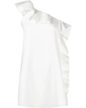 MSGM One-Shoulder Ruffled Mini Dress - White