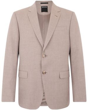 ZEGNA Single-Breasted Wool-Linen Blazer - Multicolour