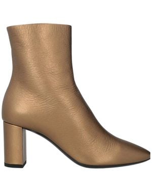 Saint Laurent Minimalist Genuine Leather Ankle Boots - Brown