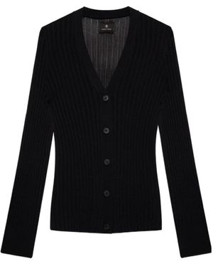 Anine Bing Matheo Ribbed Buttoned Cardigan - Black