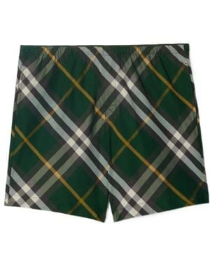 Burberry Check Motif Swim Shorts - Green