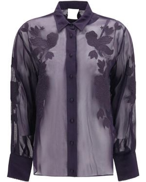 forte_forte Tulle Embroidered Shirt - Purple