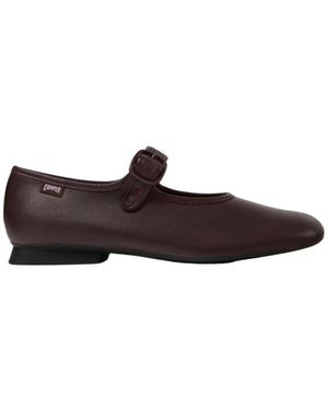 Camper Casi Myra Buckle-Strap Flats Pumps - Brown