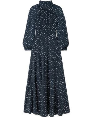 RIXO London Polka Dot Dress - Blue