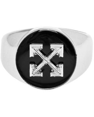 Off-White c/o Virgil Abloh Arrows Enamel Signet Ring - Black