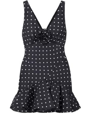 Rodarte Embellished Polka-Dot Silk-Twill Mini Dress - Black