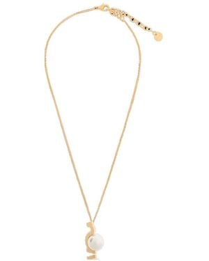 Ferragamo Ferragamo Embellished Pendant Necklace - White